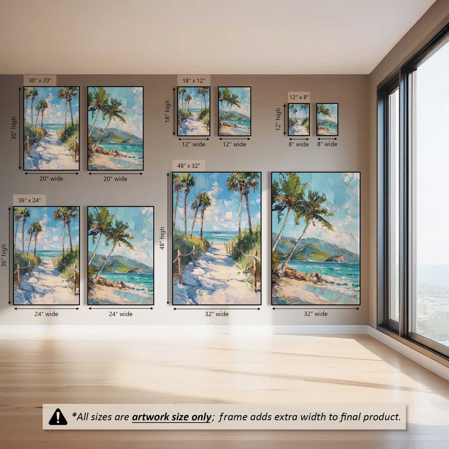 Oceanbound Trail & Seafoam Palms, Set of 2 Prints on Canvas