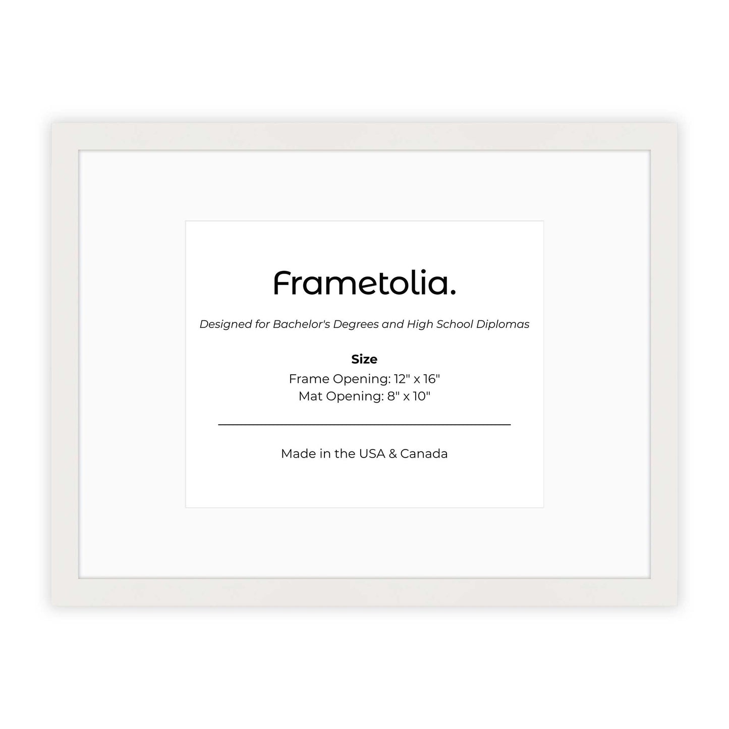 12" x 16" Opaque White Manhattan  Diploma Frame with Mat - 8 x 10 opening