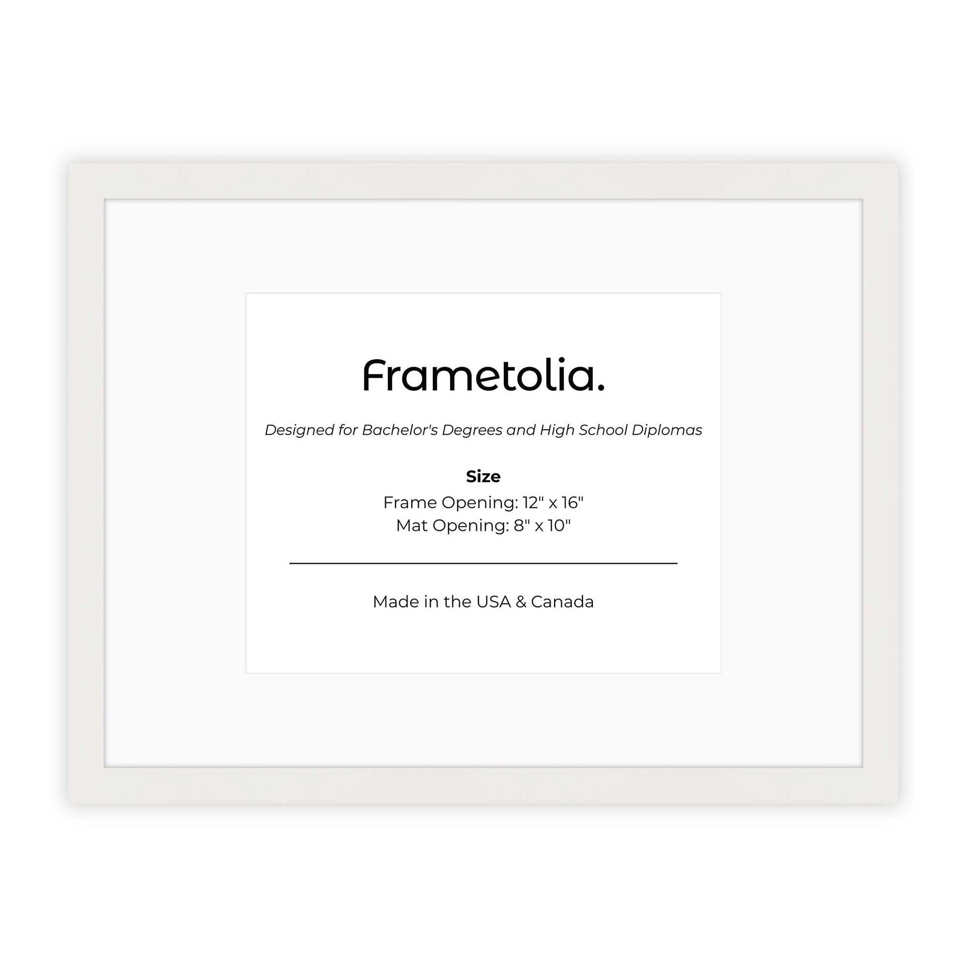 12" x 16" Opaque White Manhattan  Diploma Frame with Mat - 8 x 10 opening