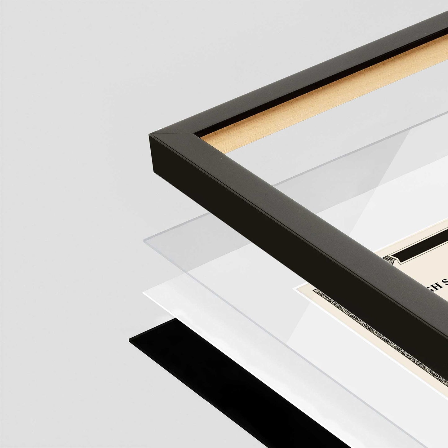 Espresso Manhattan Wall Frame corner Close up with layers broken out