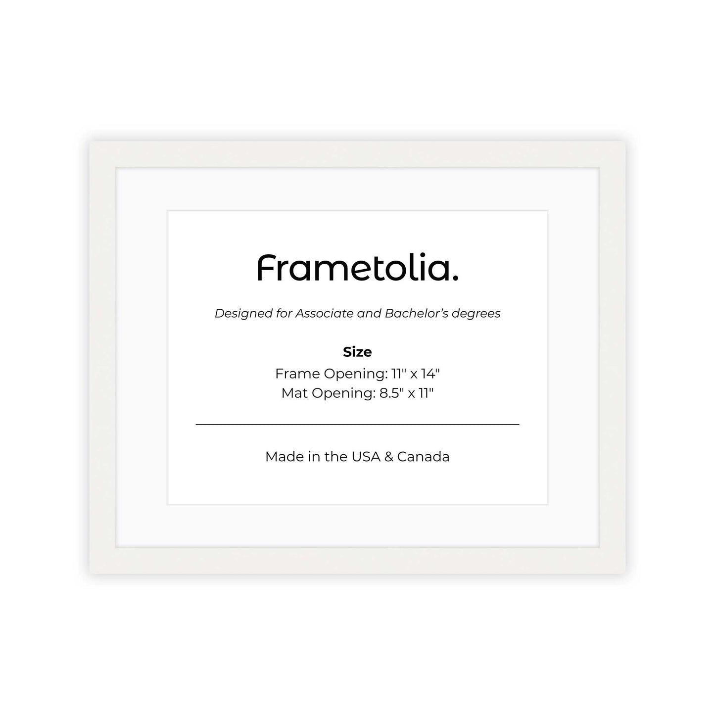 11" x 14" White Lacquer Manhattan  Diploma Frame with mat -  8.5 x 11 opening
