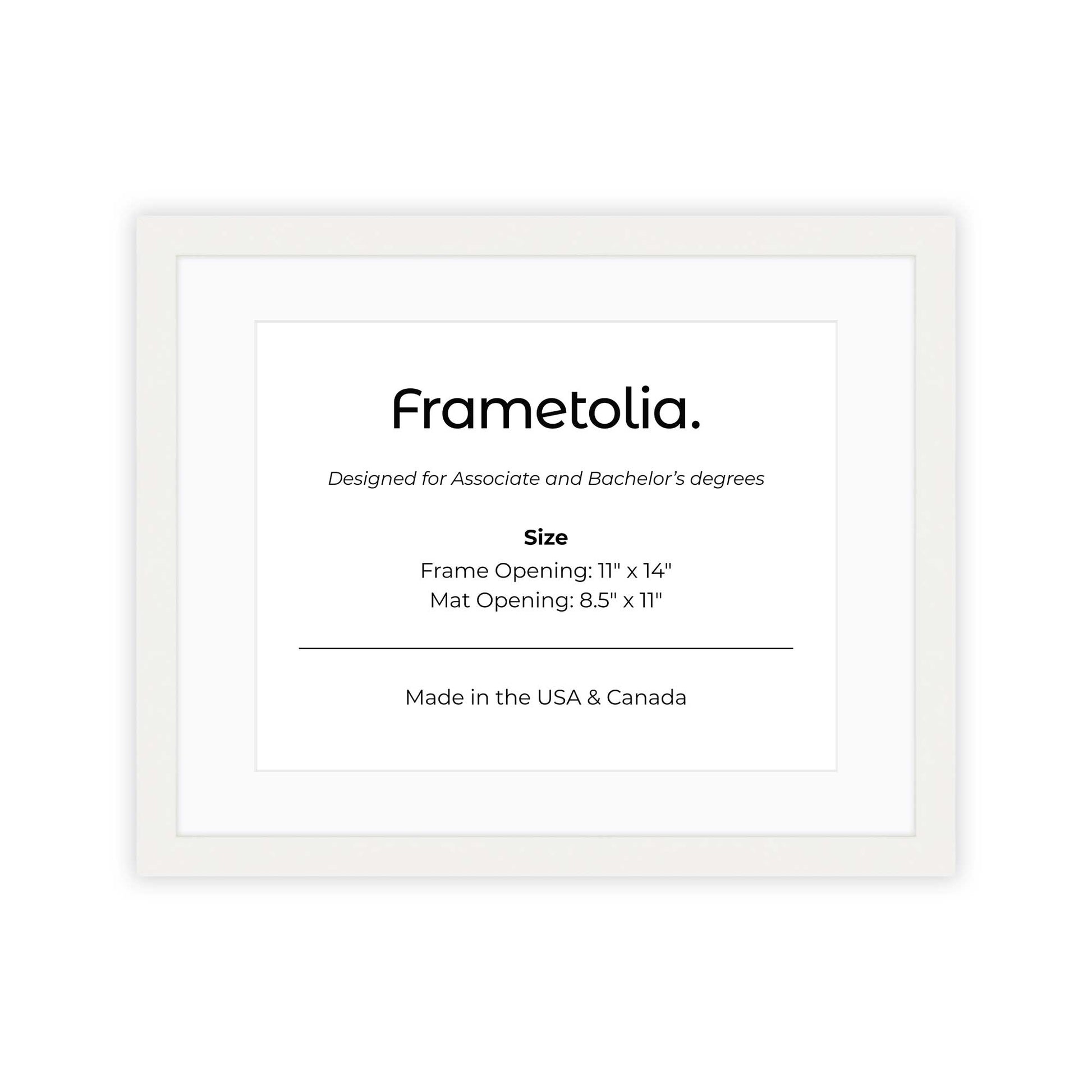 11" x 14" White Lacquer Manhattan  Diploma Frame with mat -  8.5 x 11 opening