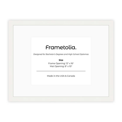 12" x 16" White Lacquer Manhattan  Diploma Frame with Mat - 8 x 10 opening