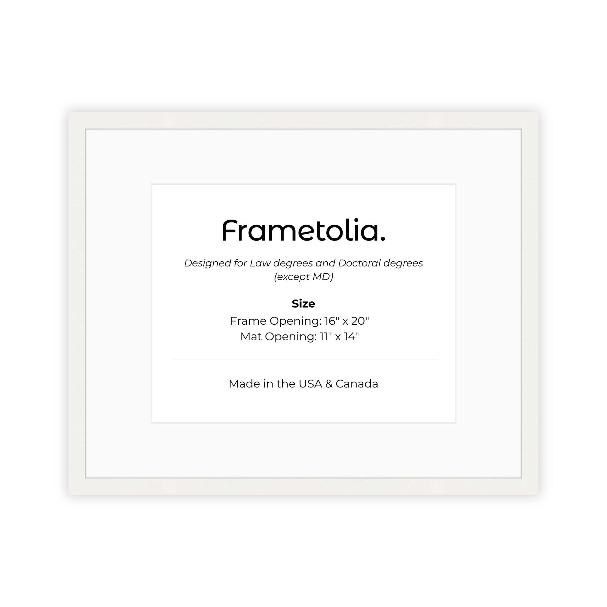16" x 20" White Lacquer Manhattan  Diploma Frame with Mat - 11 x 14 opening
