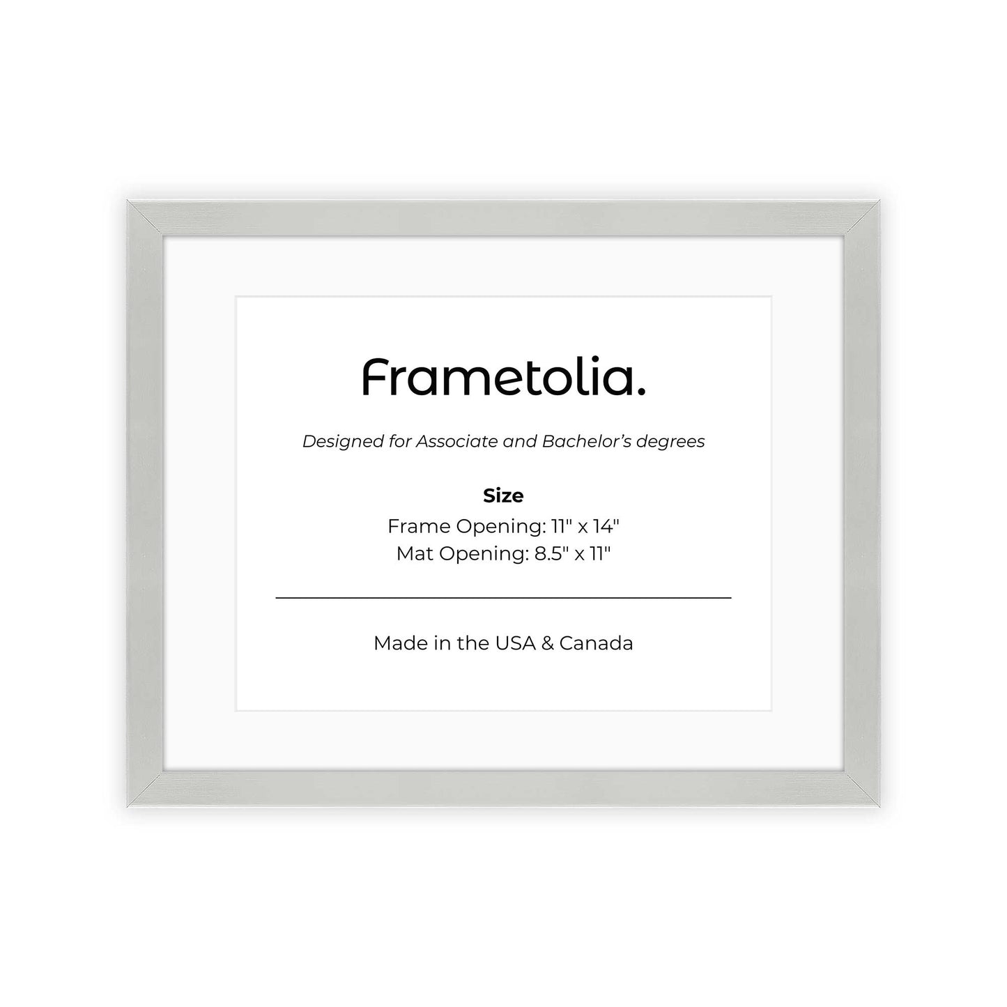 11" x 14" Titanium Silver Manhattan  Diploma Frame with mat -  8.5 x 11 opening