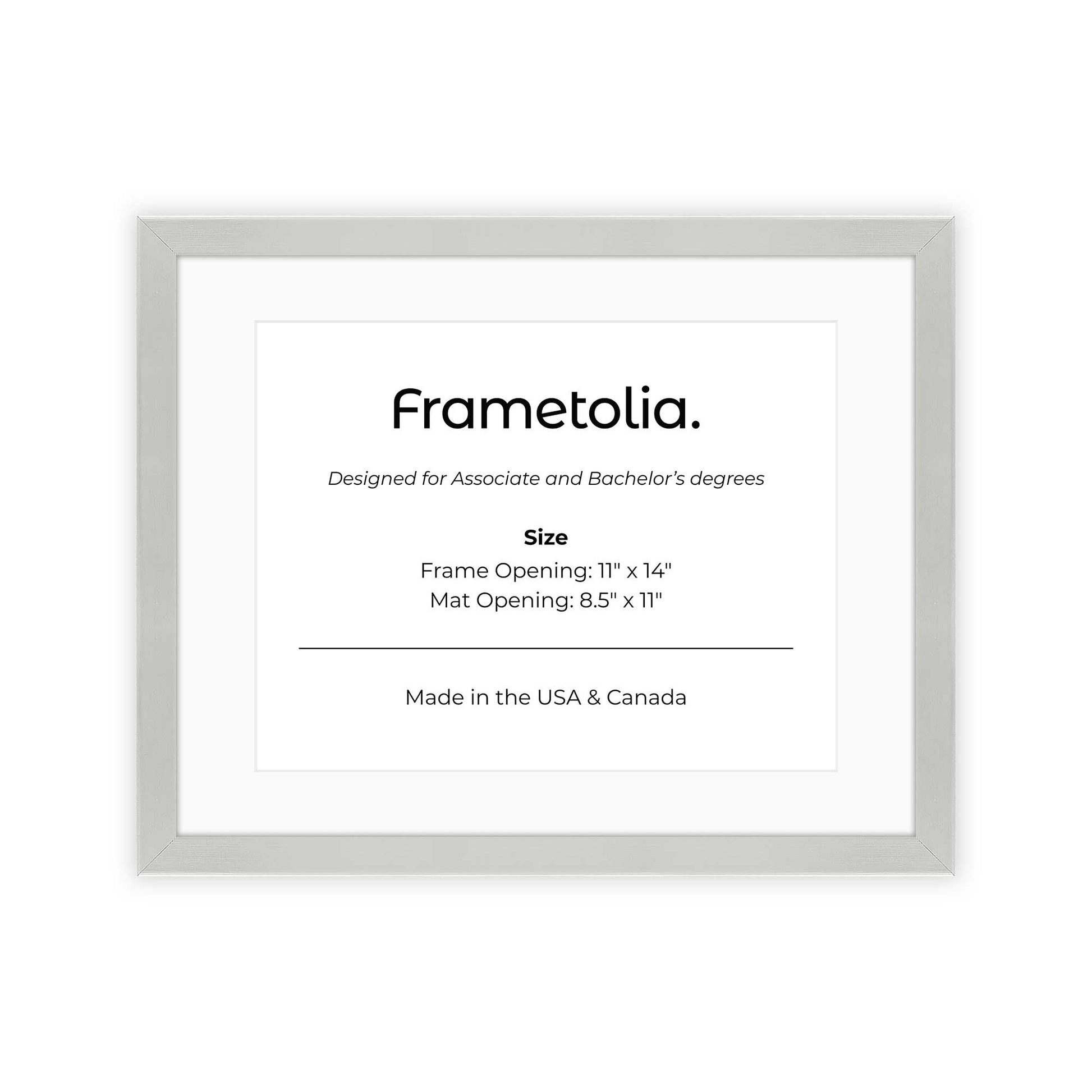 11" x 14" Titanium Silver Manhattan  Diploma Frame with mat -  8.5 x 11 opening