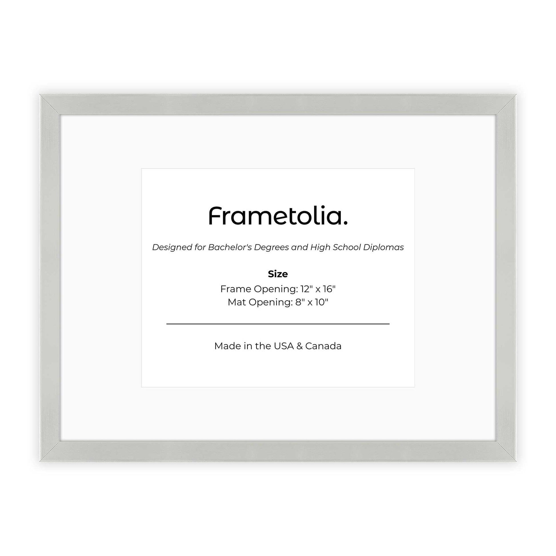 12" x 16" Titanium Silver Manhattan  Diploma Frame with Mat - 8 x 10 opening