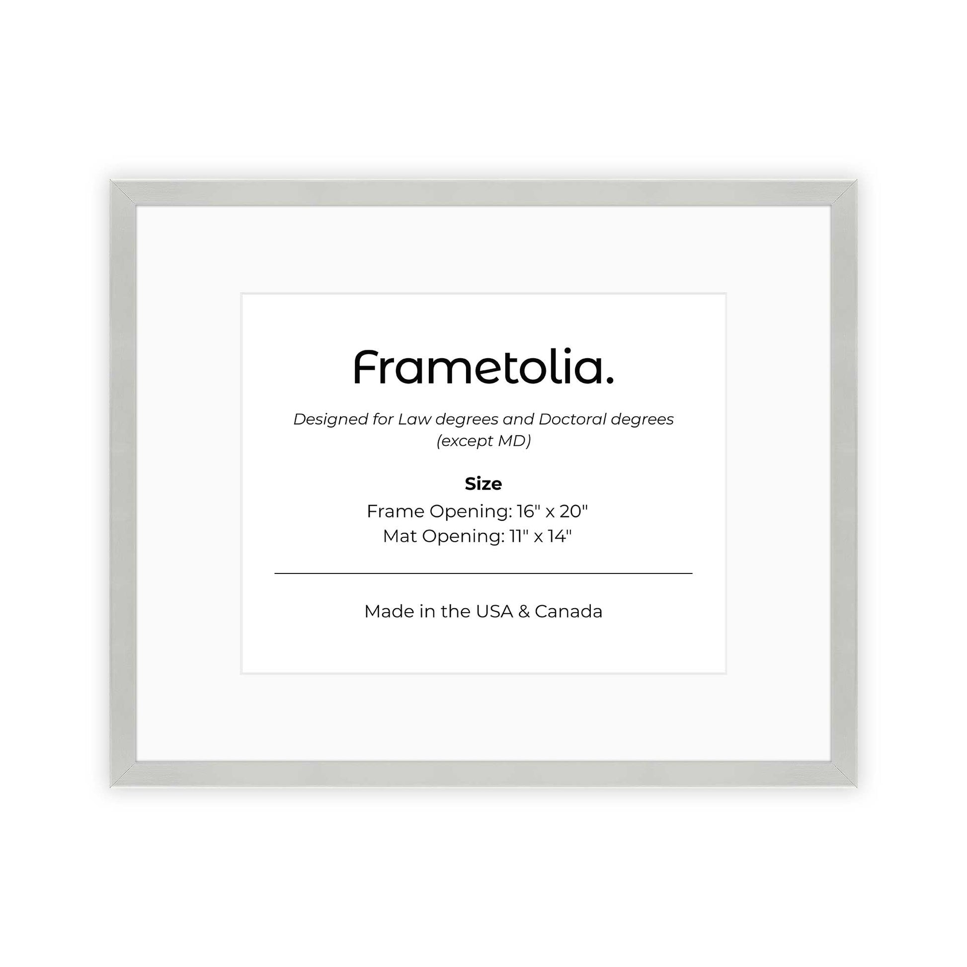 16" x 20" Titanium Silver Manhattan  Diploma Frame with Mat - 11 x 14 opening