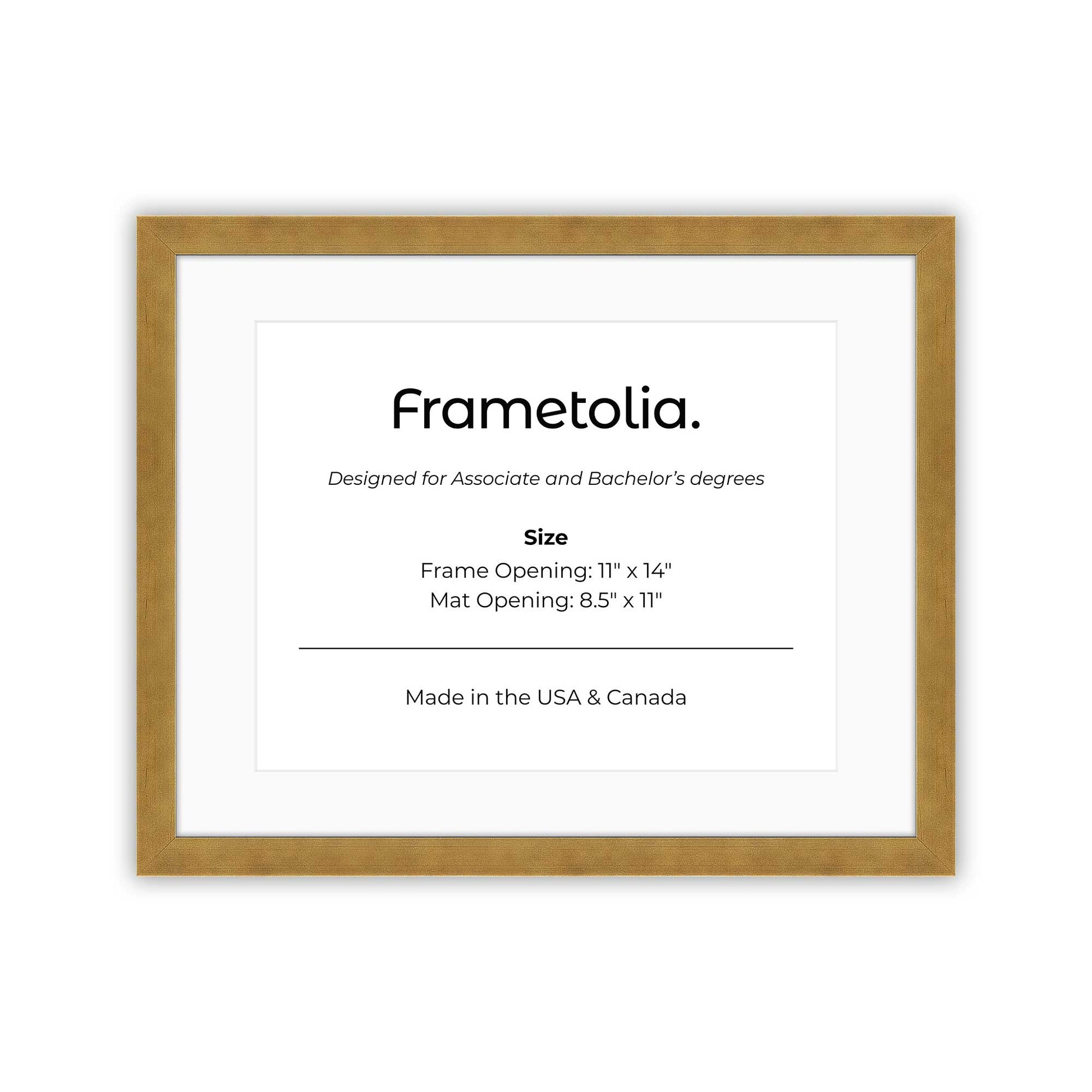 11" x 14" Pale Gold Manhattan  Diploma Frame with mat -  8.5 x 11 opening