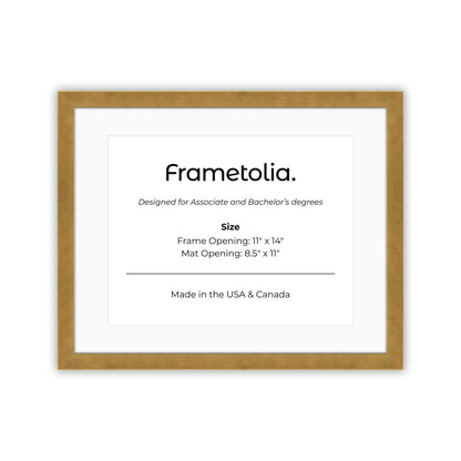 11" x 14" Pale Gold Manhattan  Diploma Frame with mat -  8.5 x 11 opening