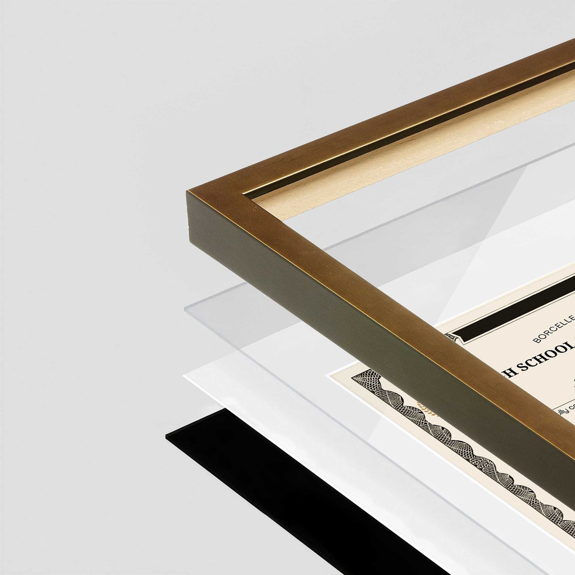 Pale Gold Manhattan Wall Frame corner Close up with layers broken out
