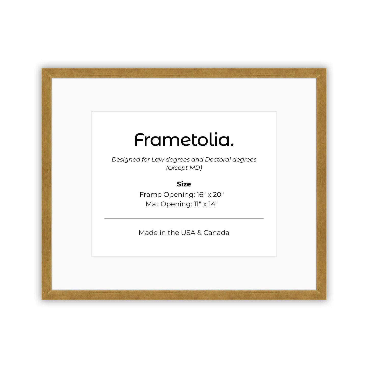 16" x 20" Pale Gold Manhattan  Diploma Frame with Mat - 11 x 14 opening
