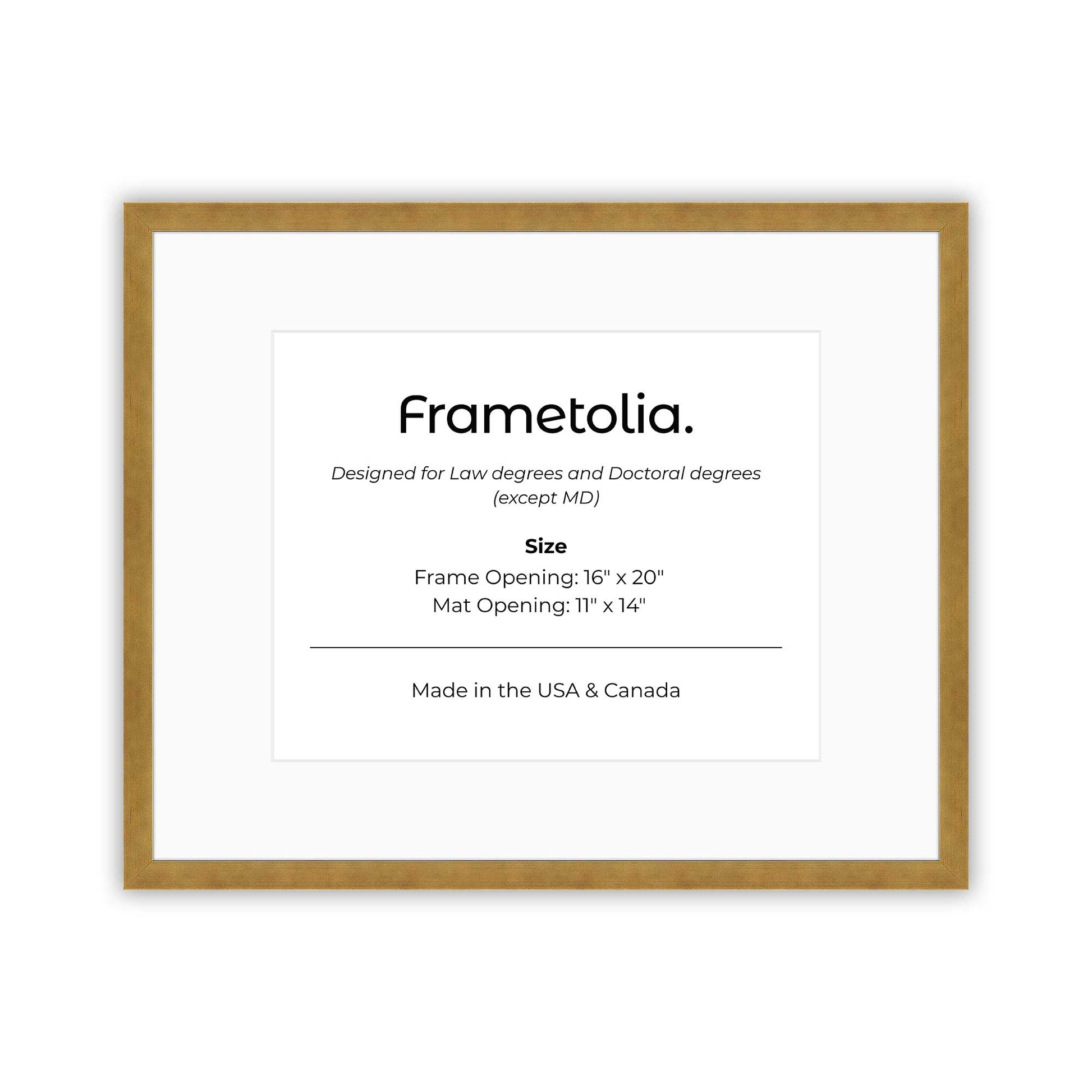 16" x 20" Pale Gold Manhattan  Diploma Frame with Mat - 11 x 14 opening
