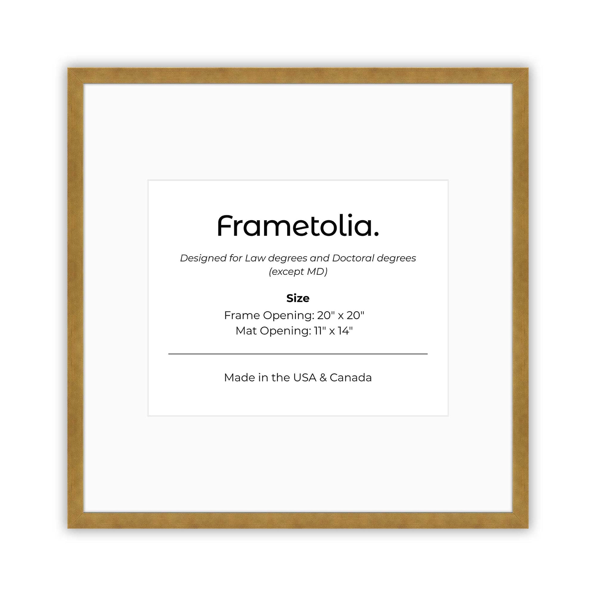 20" x 20" Pale Gold Manhattan  Diploma Frame with Mat - 11 x 14 opening