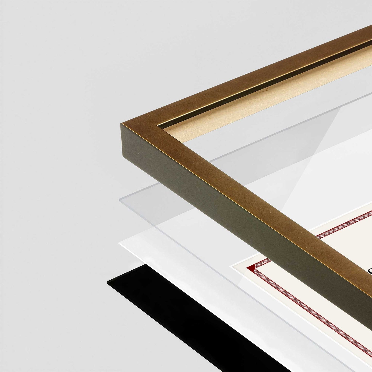 Pale Gold Manhattan Wall Frame corner Close up with layers broken out