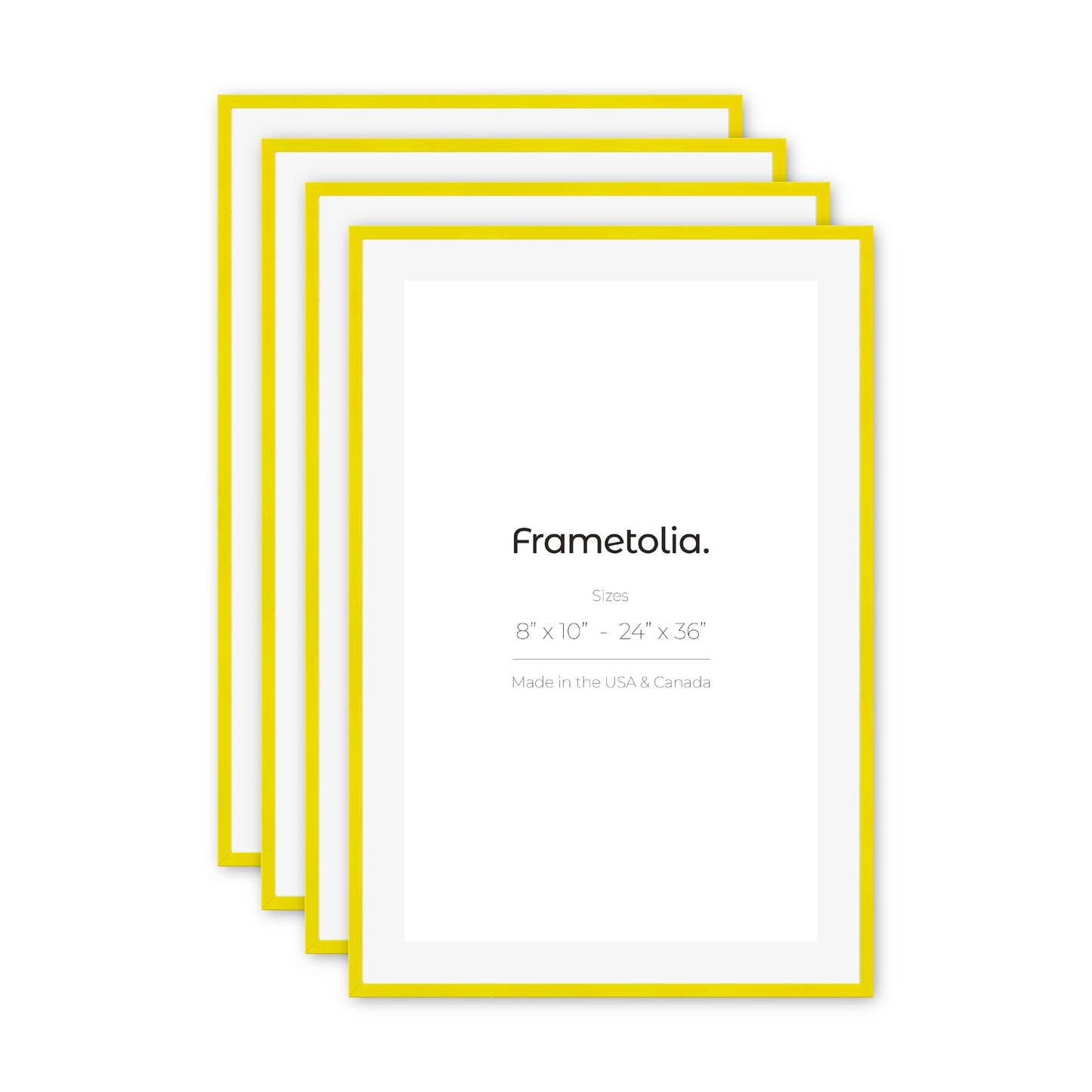 Sunburst Yellow Narrow Width Wall Frame, Set of 4