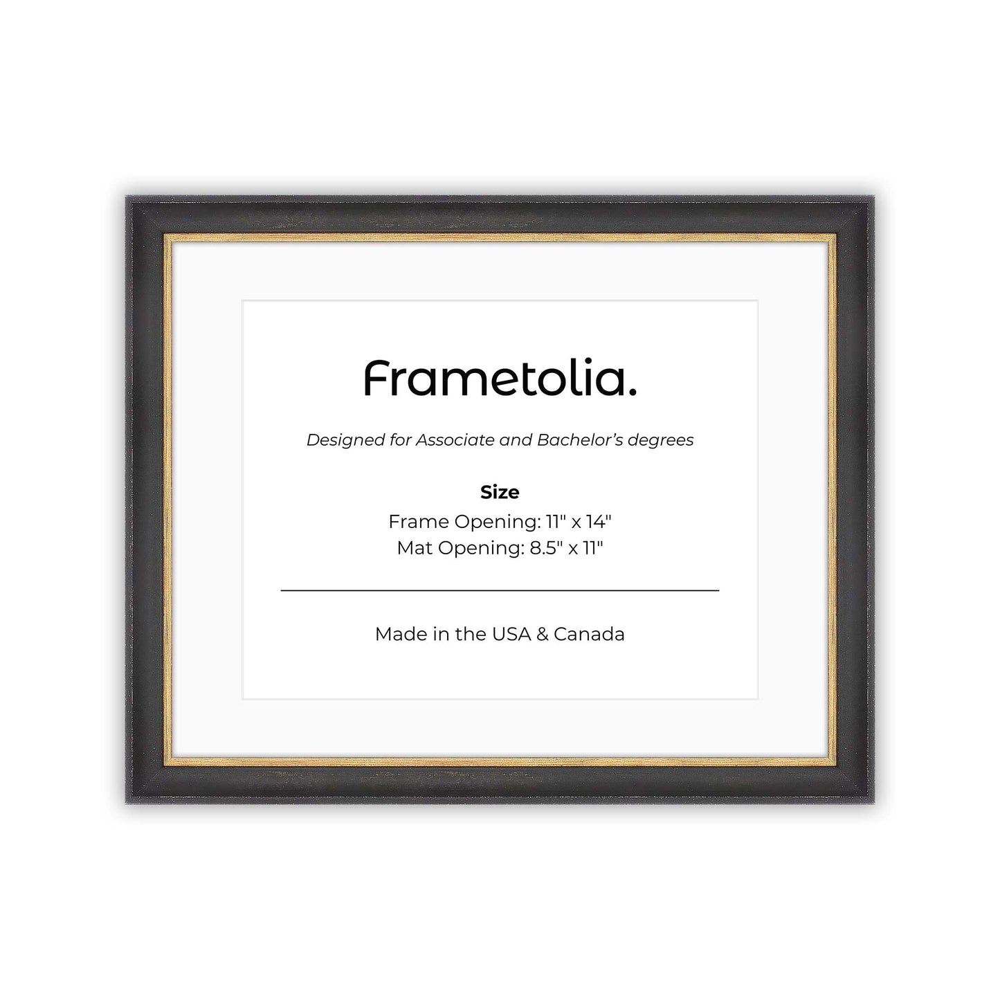11" x 14" Cocoa & Gold FAMILY  Diploma Frame with mat -  8.5 x 11 opening