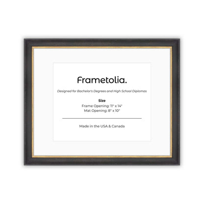 11" x 14" Cocoa & Gold FAMILY  Diploma Frame with Mat - 8 x 10 opening