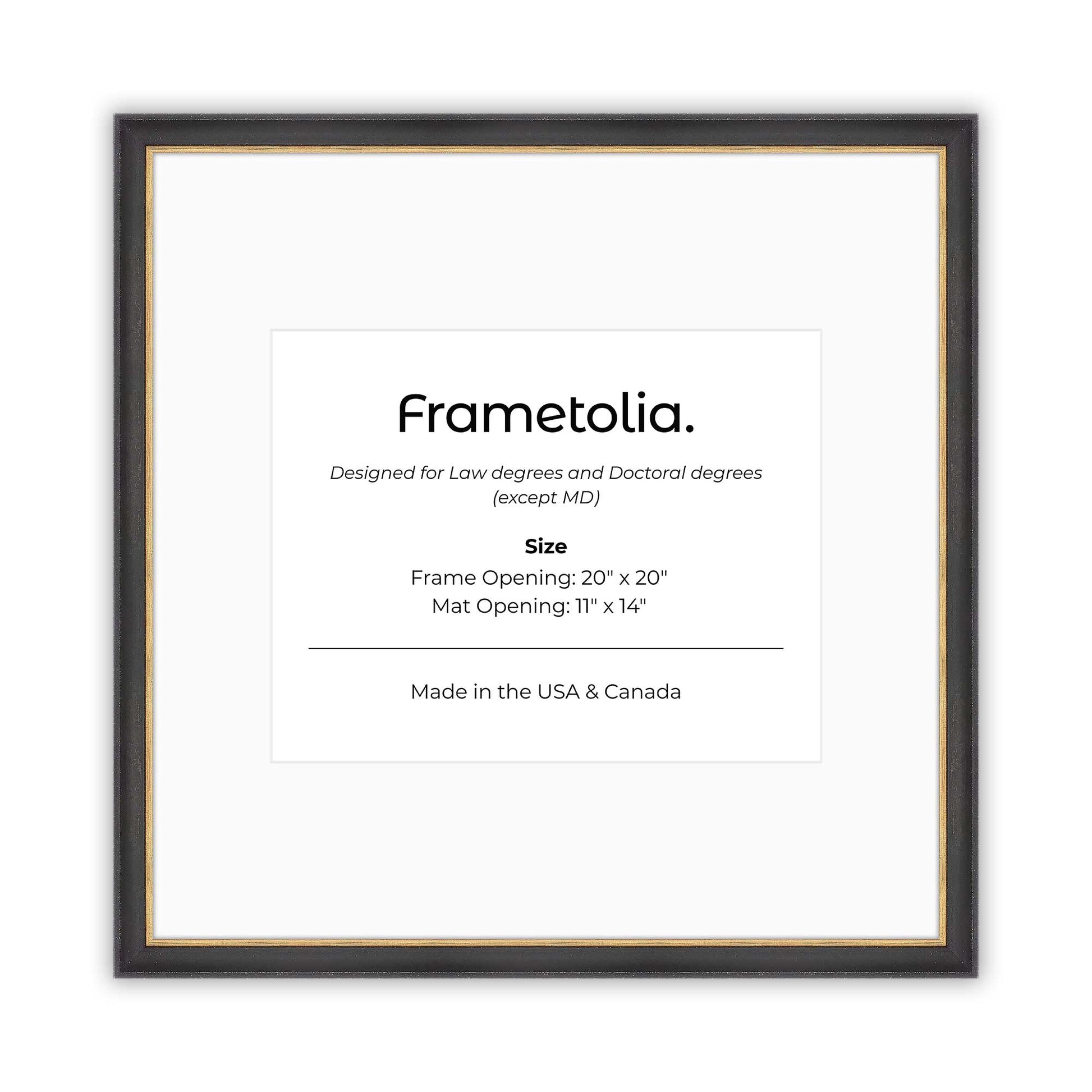 20" x 20" Cocoa & Gold FAMILY  Diploma Frame with Mat - 11 x 14 opening
