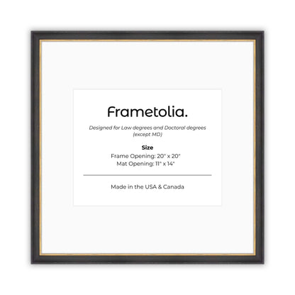 20" x 20" Cocoa & Gold FAMILY  Diploma Frame with Mat - 11 x 14 opening