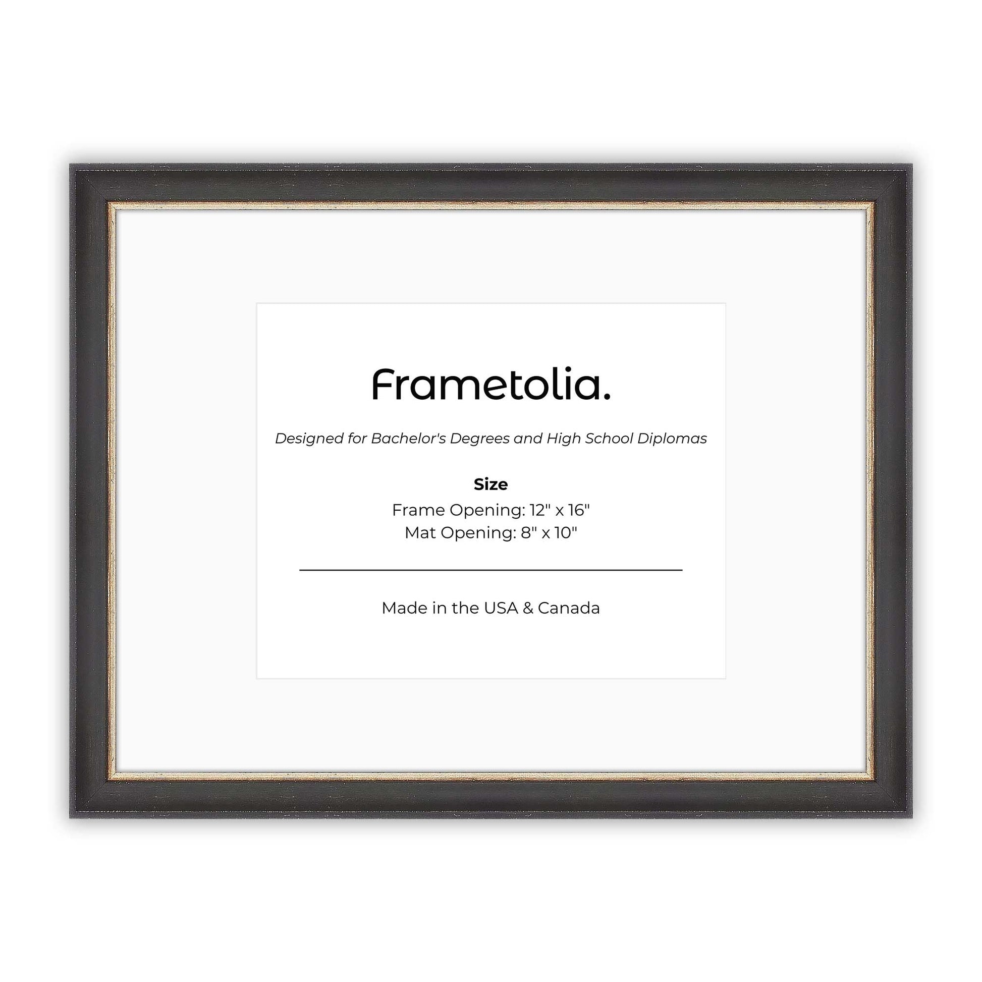 12" x 16" Cocoa & Silver FAMILY  Diploma Frame with Mat - 8 x 10 opening