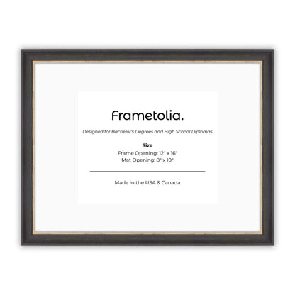 12" x 16" Cocoa & Silver FAMILY  Diploma Frame with Mat - 8 x 10 opening