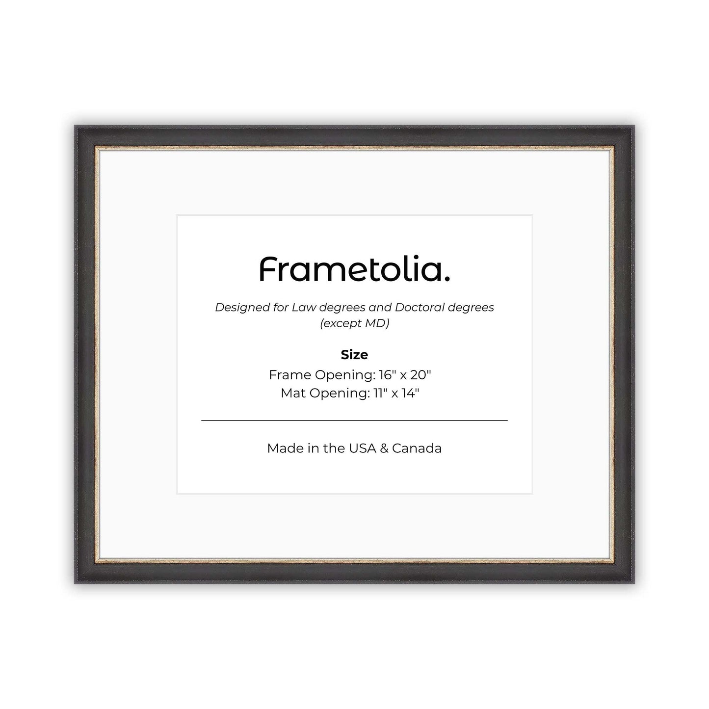 16" x 20" Cocoa & Silver FAMILY  Diploma Frame with Mat - 11 x 14 opening