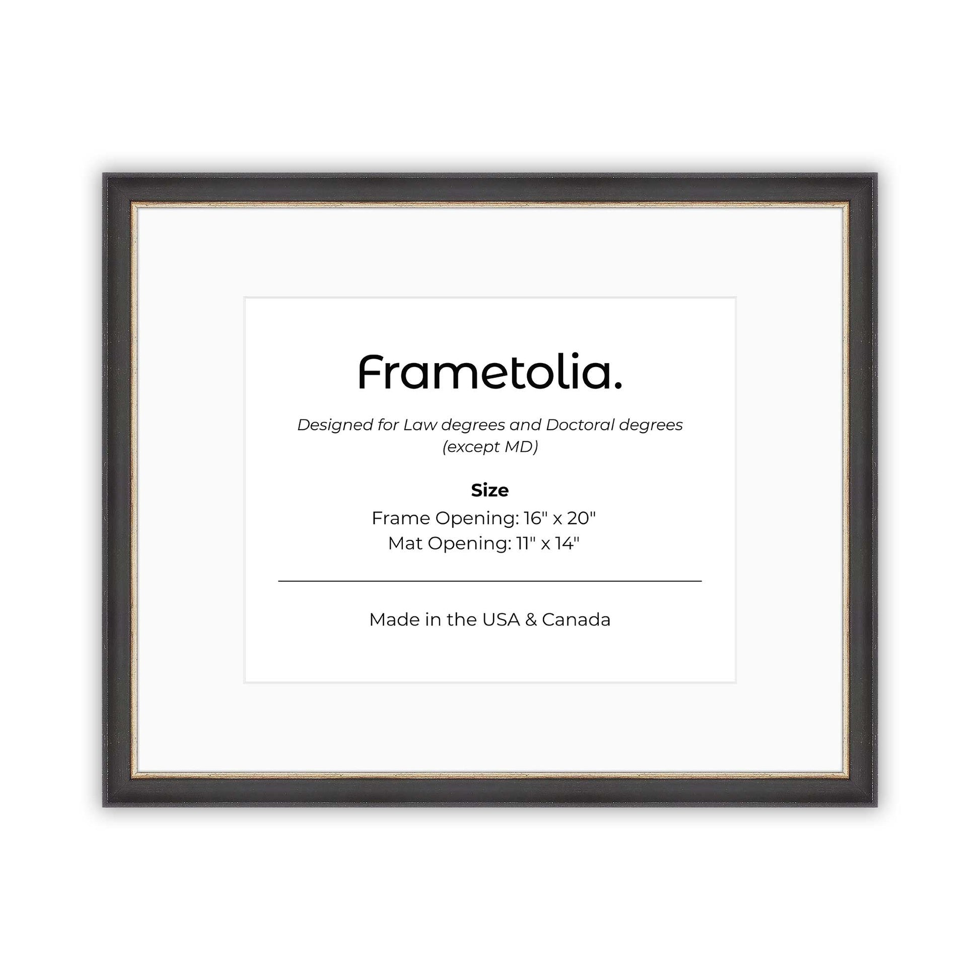 16" x 20" Cocoa & Silver FAMILY  Diploma Frame with Mat - 11 x 14 opening