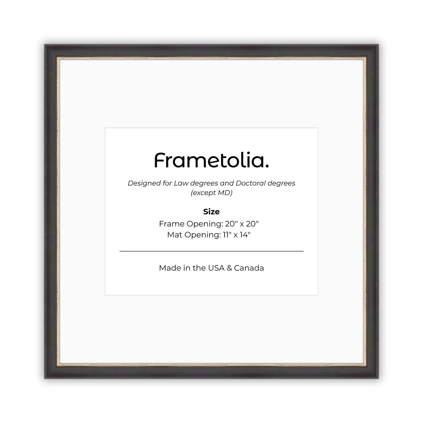 20" x 20" Cocoa & Silver FAMILY  Diploma Frame with Mat - 11 x 14 opening