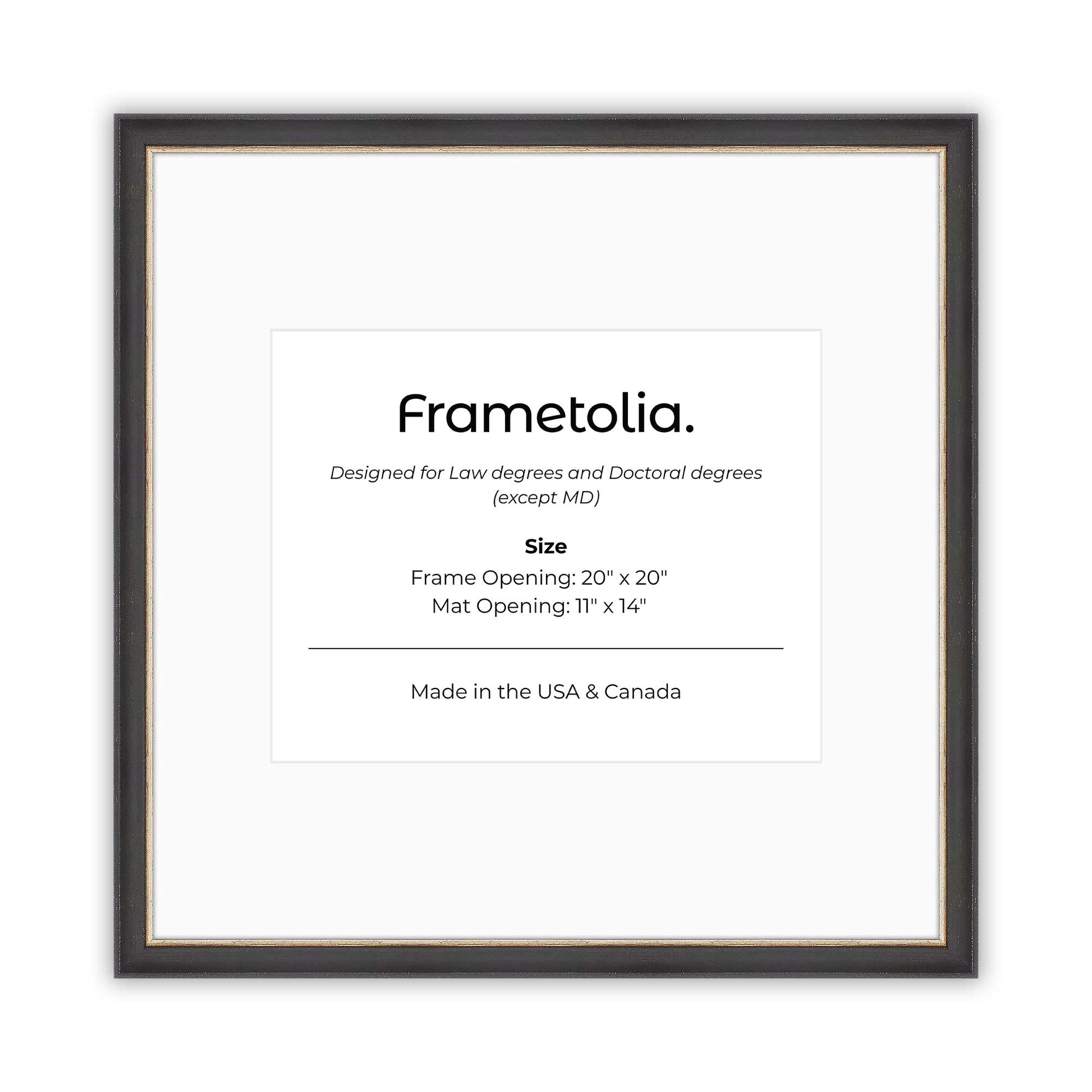 20" x 20" Cocoa & Silver FAMILY  Diploma Frame with Mat - 11 x 14 opening