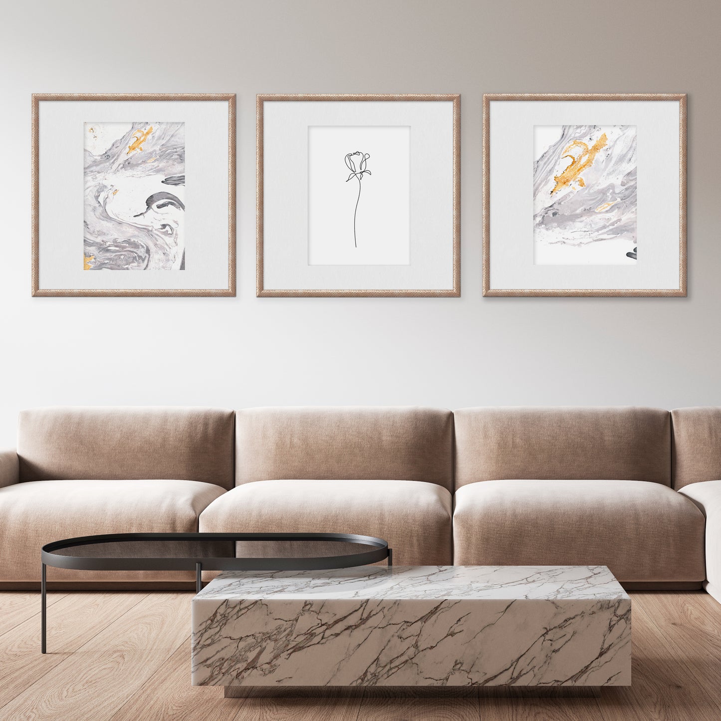 Hammered Champagne Medium Width Wall Frame