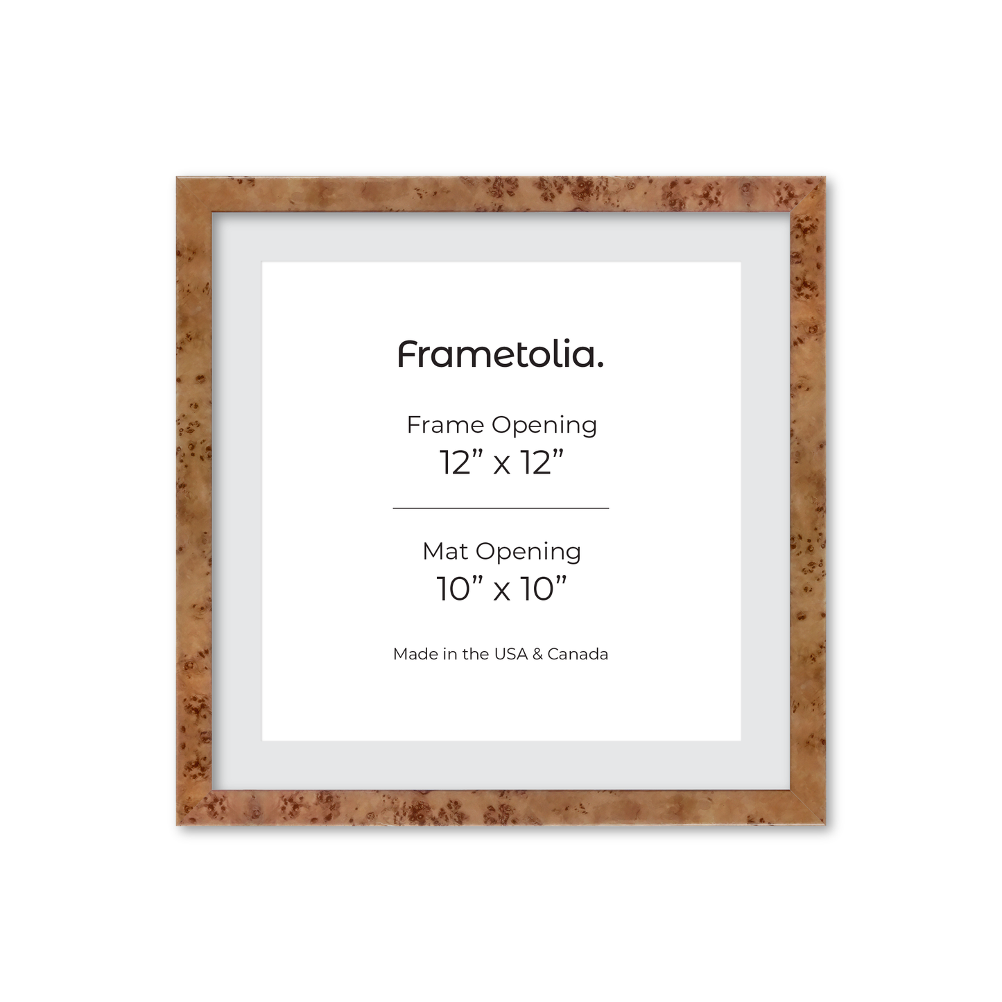 12" x 12" Golden Burlwood Verona Wall Frame