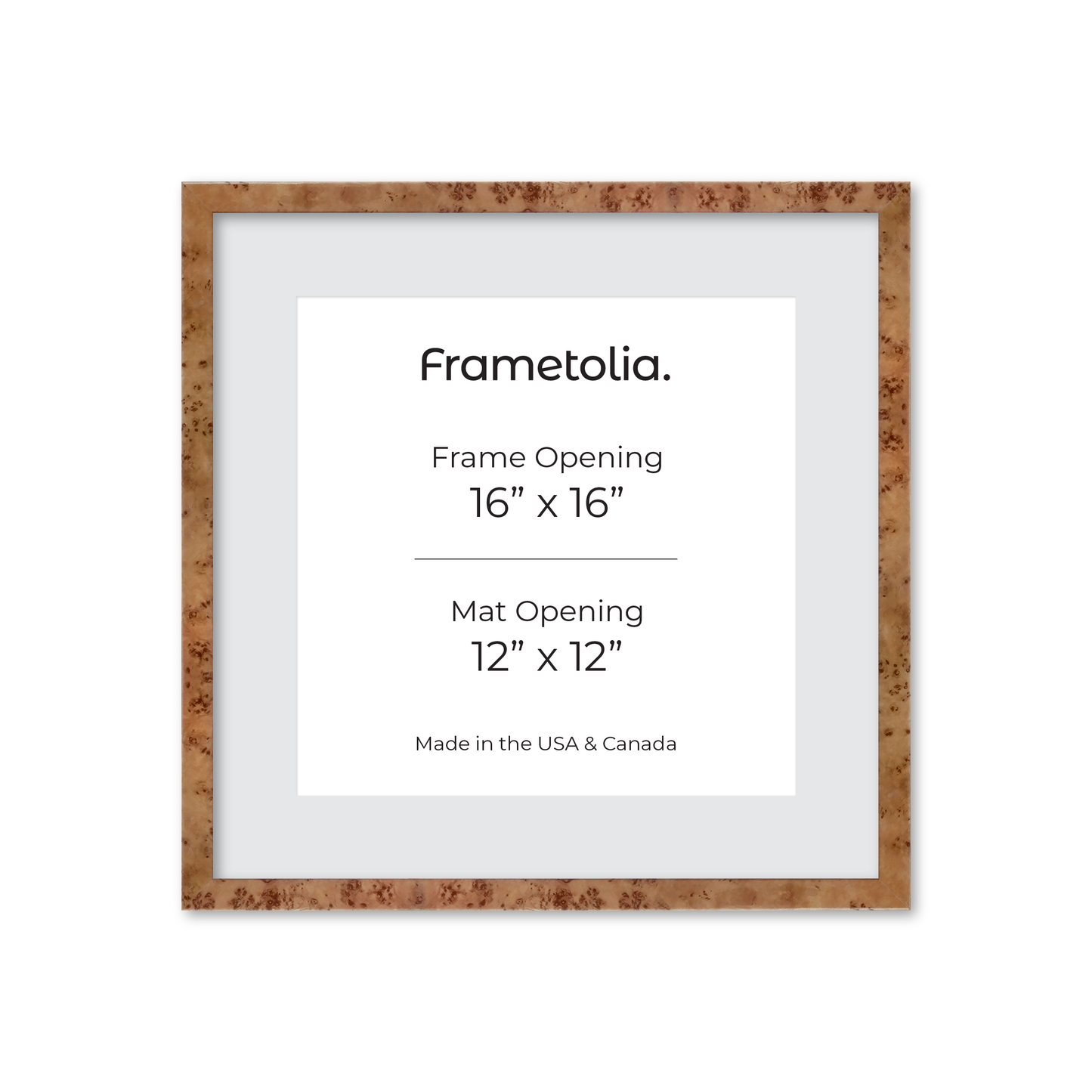 16" x 16" Golden Burlwood Verona Wall Frame