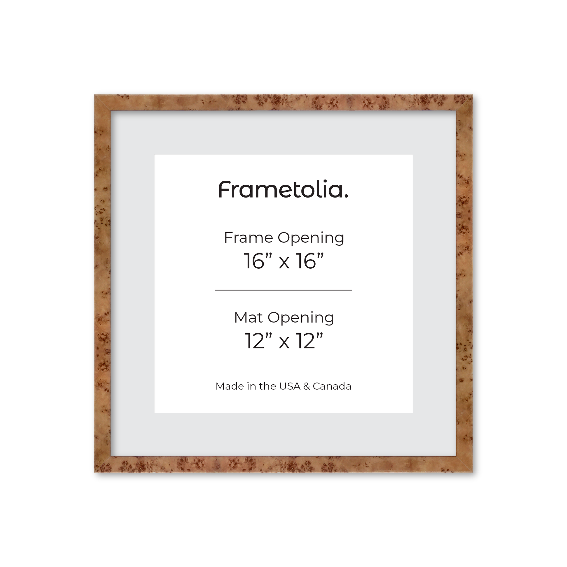 16" x 16" Golden Burlwood Verona Wall Frame