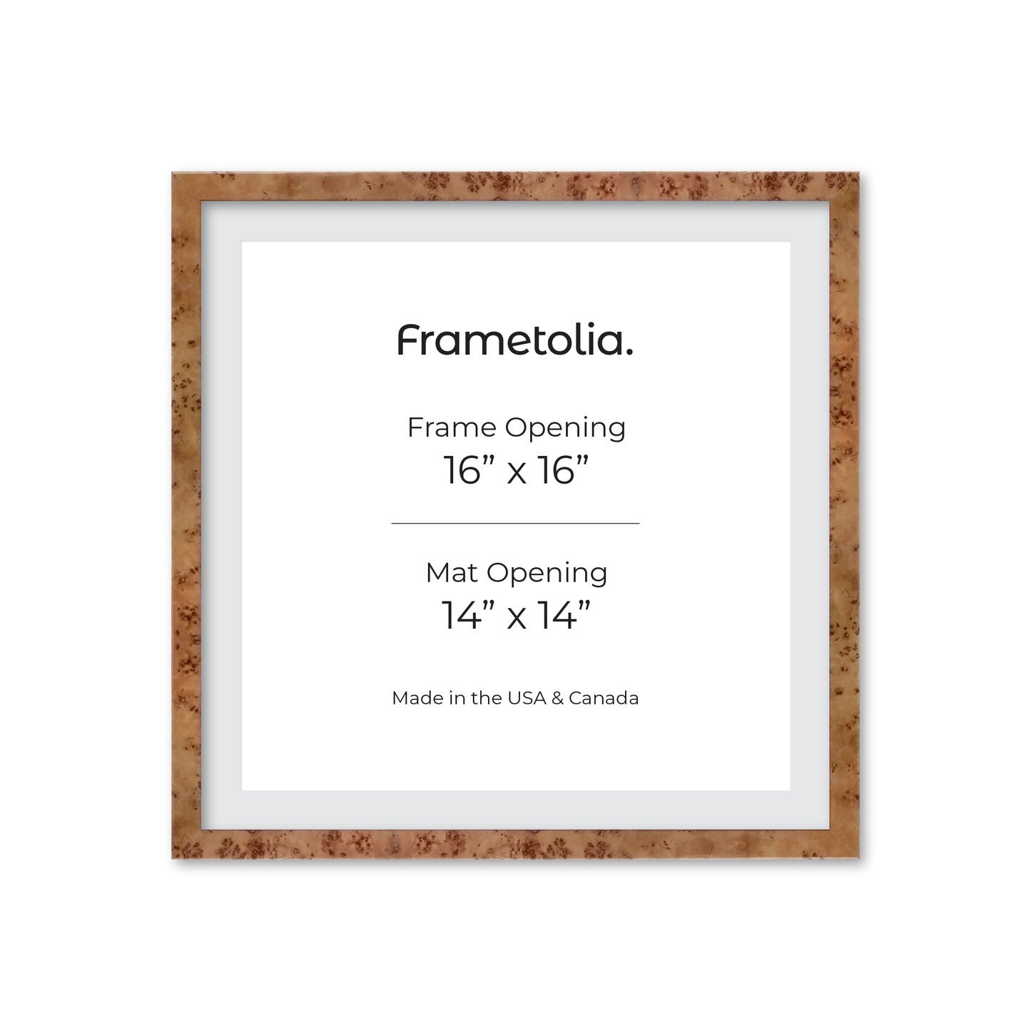 16" x 16" Golden Burlwood Verona Wall Frame