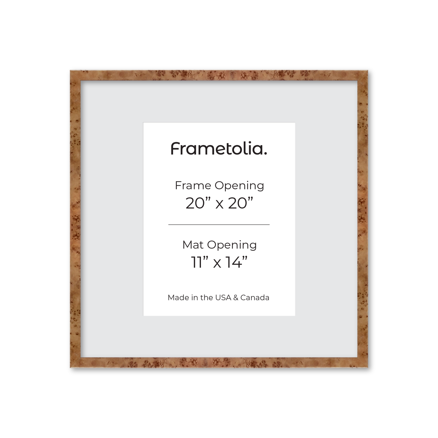 20" x 20" Golden Burlwood Verona Wall Frame