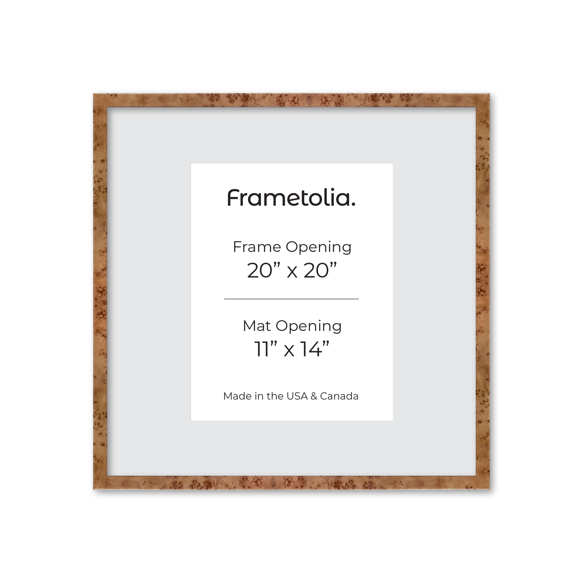 20" x 20" Golden Burlwood Verona Wall Frame