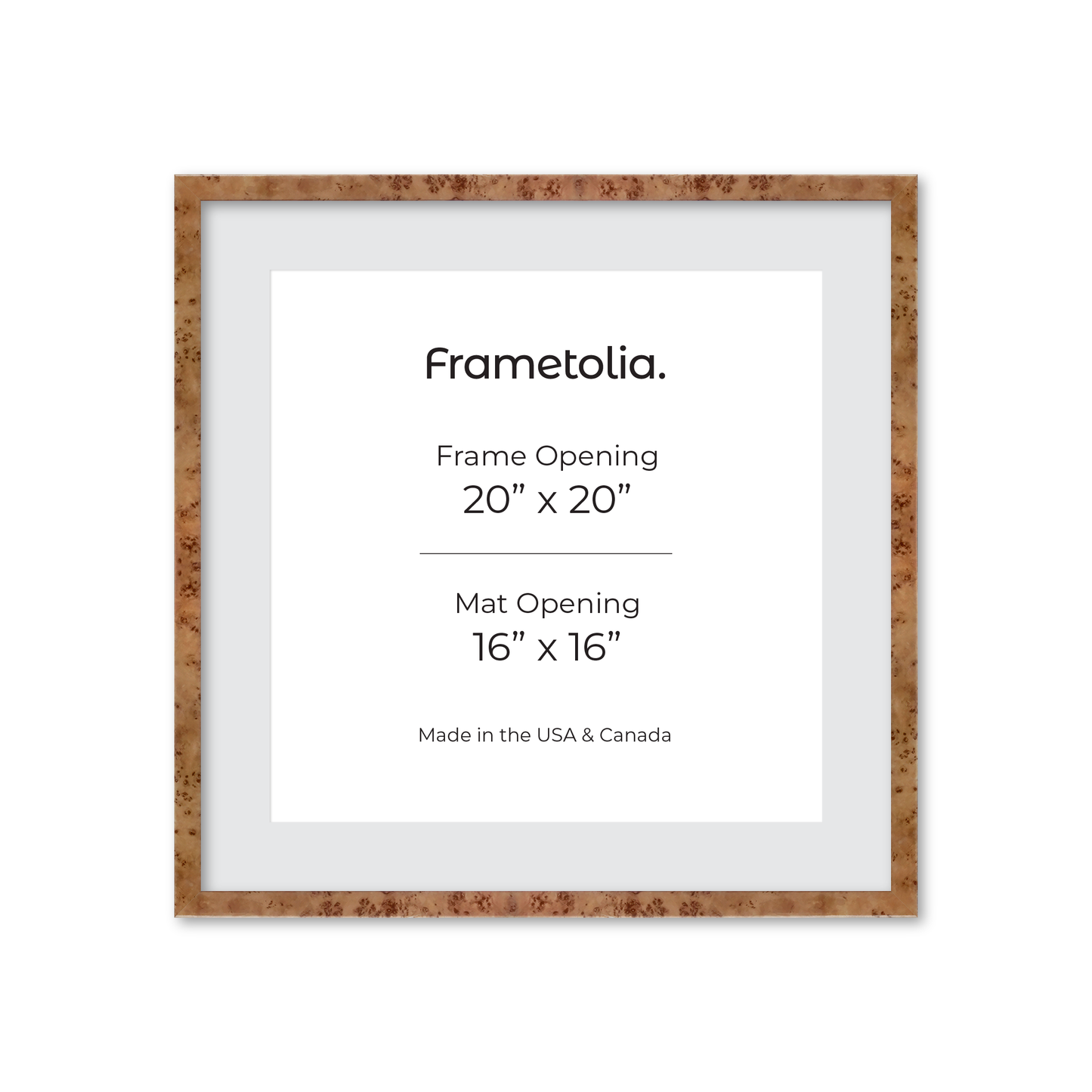 20" x 20" Golden Burlwood Verona Wall Frame
