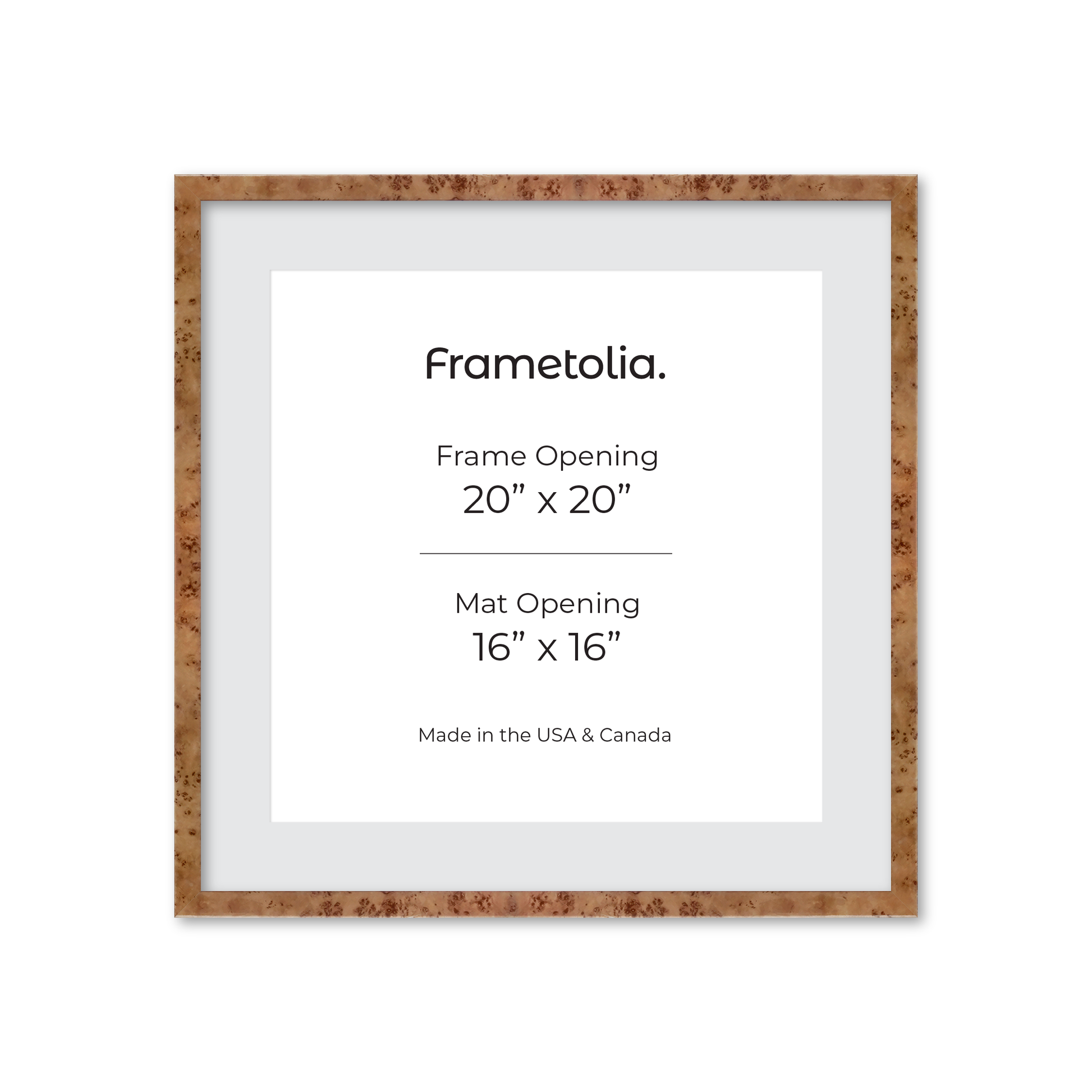 20" x 20" Golden Burlwood Verona Wall Frame