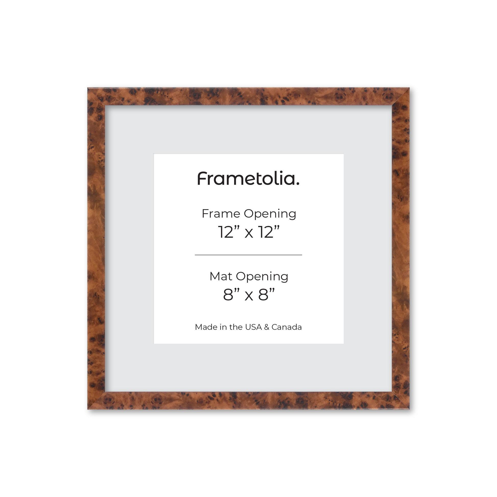 12" x 12" Amber Burlwood Verona Wall Frame