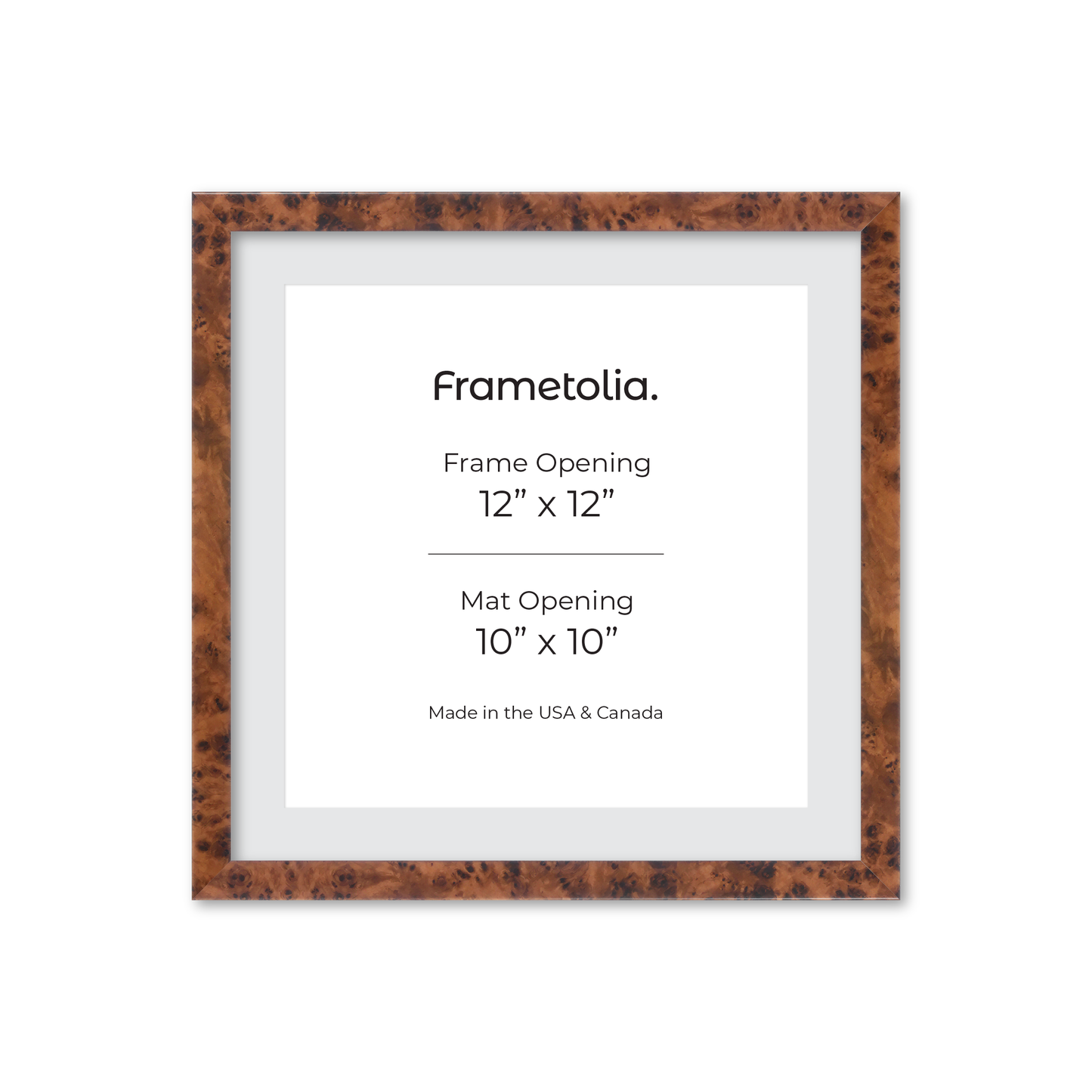 12" x 12" Amber Burlwood Verona Wall Frame