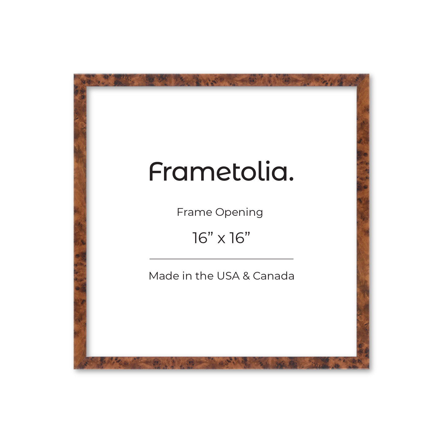 16" x 16" Amber Burlwood Verona Wall Frame