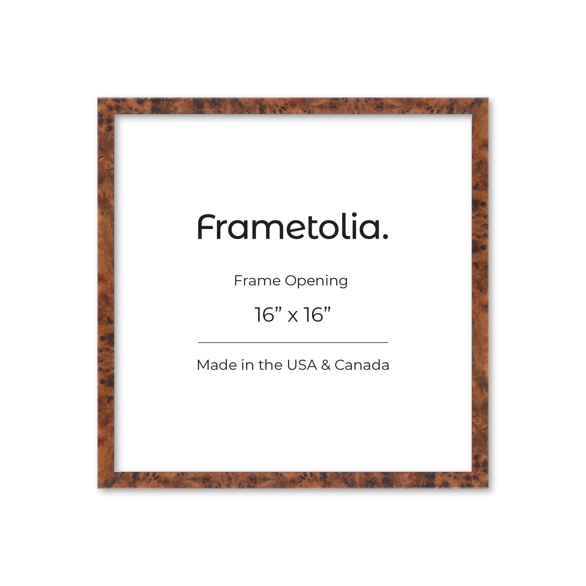 16" x 16" Amber Burlwood Verona Wall Frame