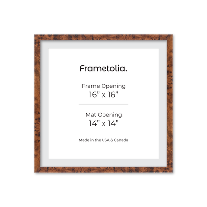 16" x 16" Amber Burlwood Verona Wall Frame