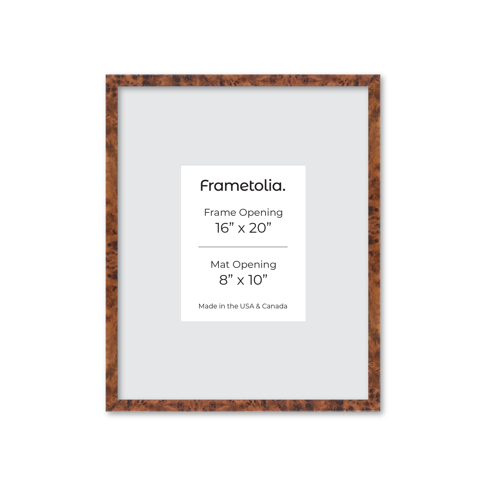 16" x 20" Amber Burlwood Verona Wall Frame