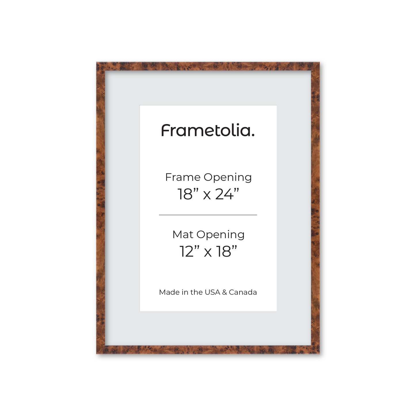 18" x 24" Amber Burlwood Verona Wall Frame