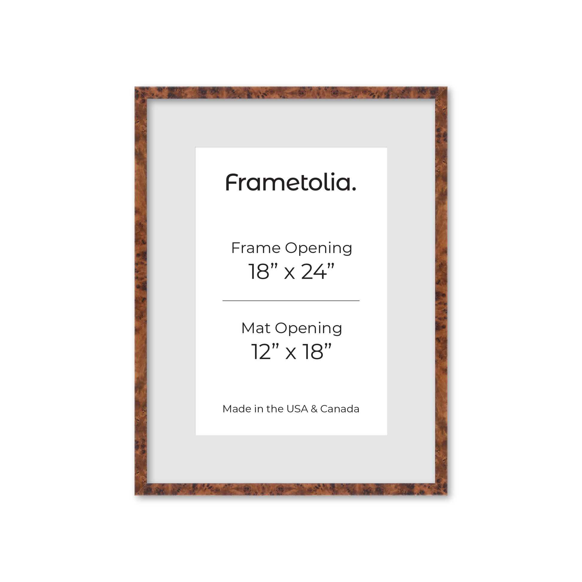 18" x 24" Amber Burlwood Verona Wall Frame