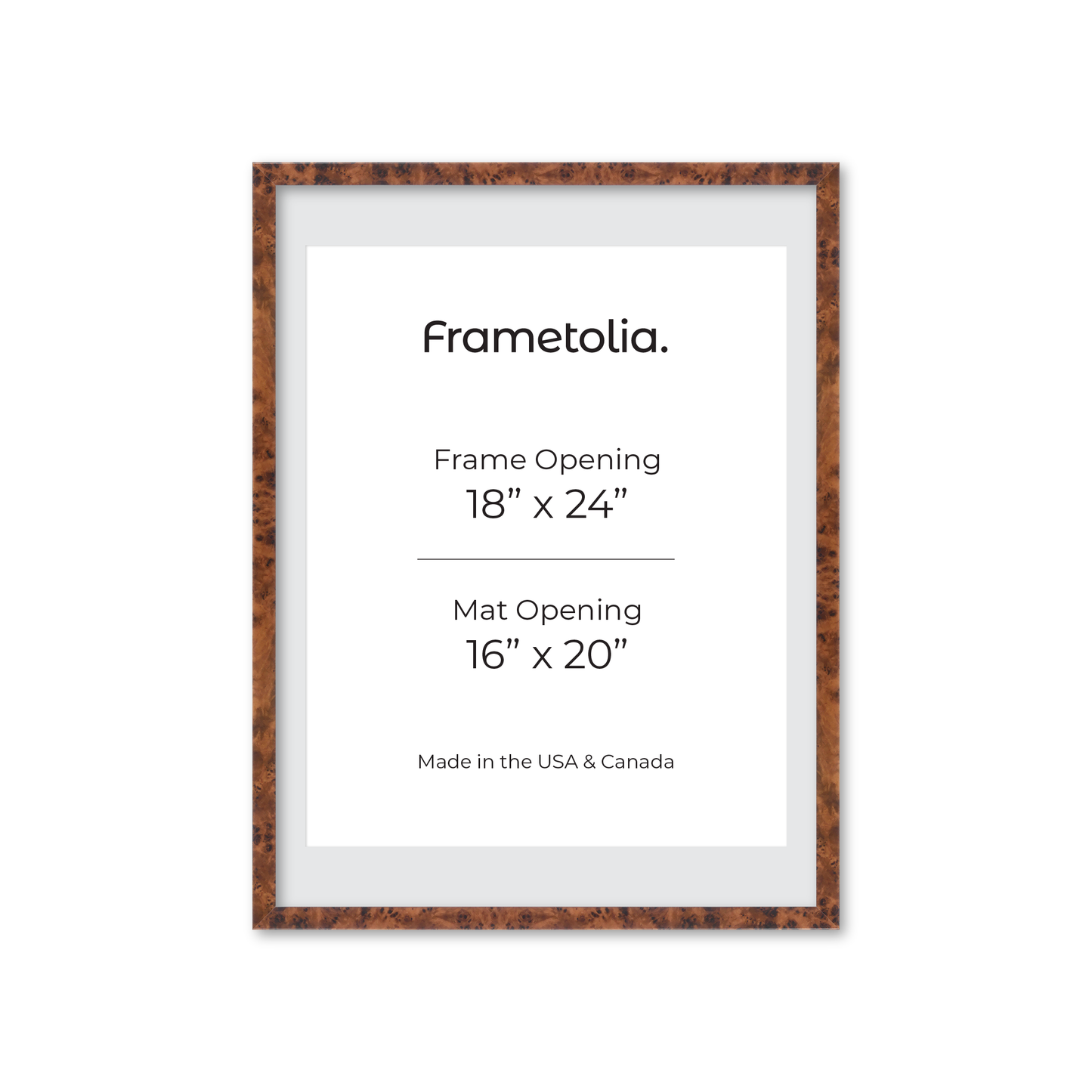 18" x 24" Amber Burlwood Verona Wall Frame
