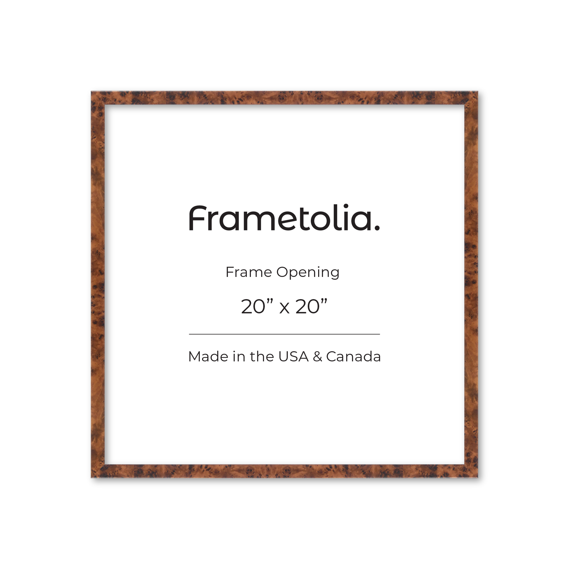 20" x 20" Amber Burlwood Verona Wall Frame