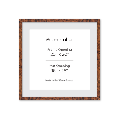 20" x 20" Amber Burlwood Verona Wall Frame